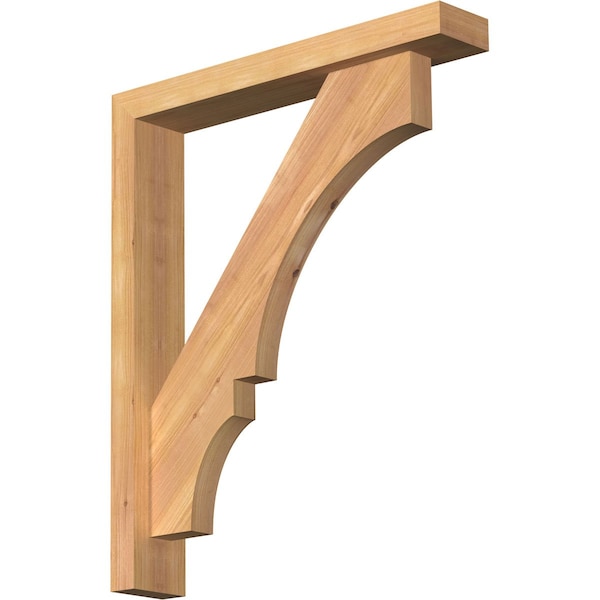 Ekena Millwork Balboa Block Smooth Bracket w/ Offset Brace, Western Red Cedar, 3 1/2"W x 20"D x 24"H BKT0402X20X24BOA05SWR - main